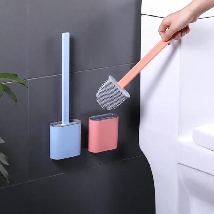 Silicon Toilet Brush With Leak Proof Brush Holder - Brandable.PK