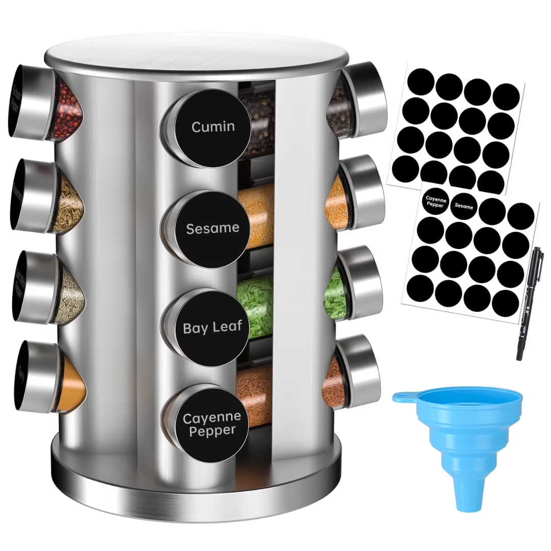 16 in 1 Jar Revolving Countertop Spice Tower Carousel Seasoning Pot Storage