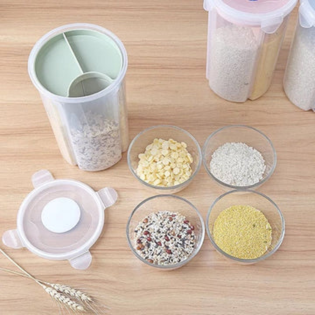 3 Compartment Food Preservation Plastic Container, Large Dry Fruit Box, Air Tight Cereal Jar