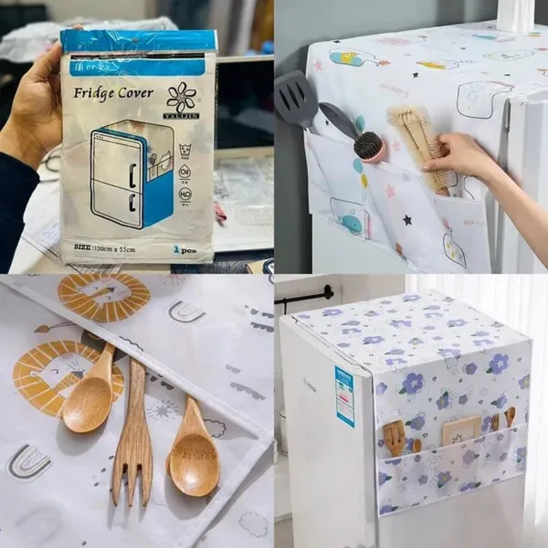 Dust Proof Fridge Cover With Pockets